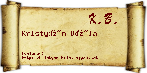 Kristyán Béla névjegykártya